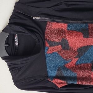 Colorful Long Sleeve Sweater Dress with Floral Design Cowl Jersey Collar